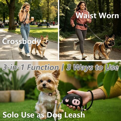 7.2ft Retractable Hands-Free Dog Leash,One-Click Lock, Anti-Pull Design, Detachable Into Mini Single Dog Leash, Perfect for Small Dogs Walking, Running, Jogging, Training & Night Strolling in Saudi Arabia