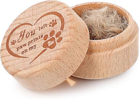 Dog Memorial Keepsake Box, Wooden Pet Urns Memorial Gifts for Loss of Dog Cat Hair Ashes Engraved Paw Print Remembrance Gift in Kuwait