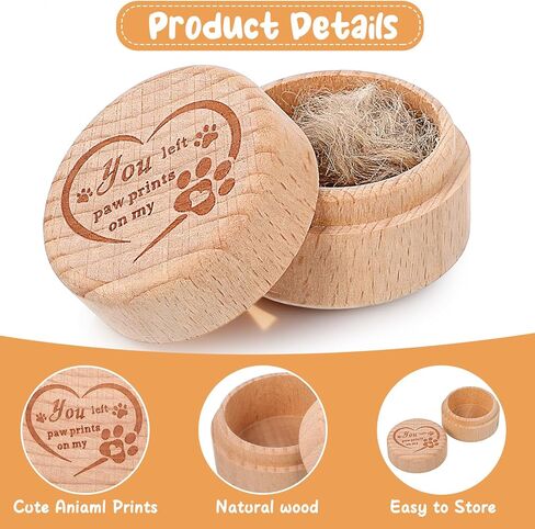 Dog Memorial Keepsake Box, Wooden Pet Urns Memorial Gifts for Loss of Dog Cat Hair Ashes Engraved Paw Print Remembrance Gift in Kuwait