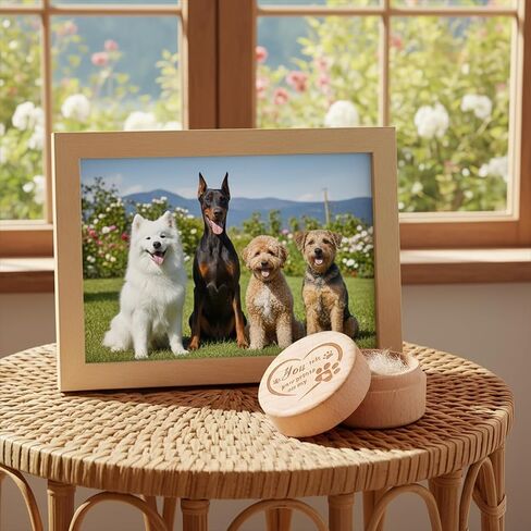Dog Memorial Keepsake Box, Wooden Pet Urns Memorial Gifts for Loss of Dog Cat Hair Ashes Engraved Paw Print Remembrance Gift in Kuwait