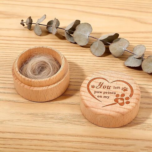 Dog Memorial Keepsake Box, Wooden Pet Urns Memorial Gifts for Loss of Dog Cat Hair Ashes Engraved Paw Print Remembrance Gift in Kuwait