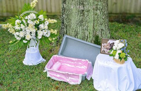Loving touch elegant casket/vaults built with High Strength Non-biodegradable materials with a plush interior bedding available in Small, Medium, Large and 3 color options. (Med, Pink) in Kuwait