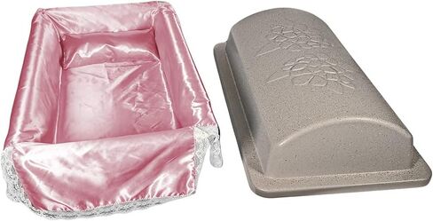 Loving touch elegant casket/vaults built with High Strength Non-biodegradable materials with a plush interior bedding available in Small, Medium, Large and 3 color options. (Med, Pink) in Kuwait