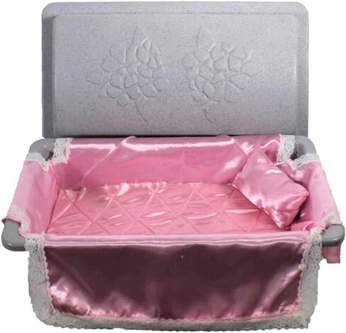 Loving touch elegant casket/vaults built with High Strength Non-biodegradable materials with a plush interior bedding available in Small, Medium, Large and 3 color options. (Med, Pink) in Kuwait