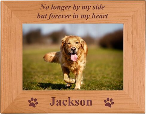 CustomGiftsNow No longer by my side but forever in my heart - Custom Engraved Wood Dog Picture Photo Frame - Add your dogs name (8x10 Vertical) in Saudi Arabia