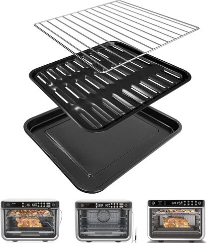3PCS Air Fryer Set for Ninja Foodi DT251 DT201 DT200 Digital Air Fryer Countertop Oven Accessories Sheet Pan, Roast Tray & Wire Rack Replacement Parts for Baking, Roasting, Dishwasher Safe in Kuwait