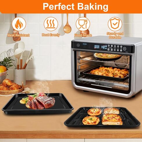 3PCS Air Fryer Set for Ninja Foodi DT251 DT201 DT200 Digital Air Fryer Countertop Oven Accessories Sheet Pan, Roast Tray & Wire Rack Replacement Parts for Baking, Roasting, Dishwasher Safe in Kuwait