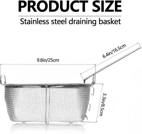 Stainless Steel Deep Fry Basket, Round Wire Mesh French Chip Frying Serving Basket- Multifunctional Foldable Deep Fry Basket with Folding Handles for Kitchen Frying Pasta Spaghetti in Saudi Arabia