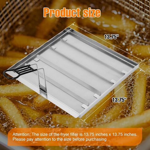 AF45 Commercial Deep Fryer Filter, 13.75" X 13.75" Fryer Oil Filter, 304 Stainless Steel, 550 Microns, Extend Oil Life By 40% for Commercial Kitchens and Restaurants in Kuwait