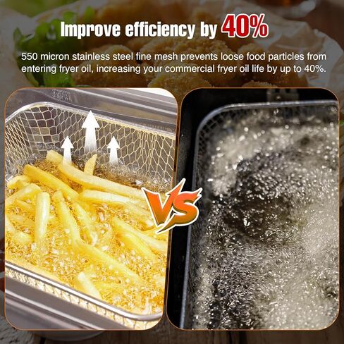 AF45 Commercial Deep Fryer Filter, 13.75" X 13.75" Fryer Oil Filter, 304 Stainless Steel, 550 Microns, Extend Oil Life By 40% for Commercial Kitchens and Restaurants in Kuwait