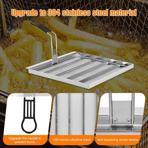 AF45 Commercial Deep Fryer Filter, 13.75" X 13.75" Fryer Oil Filter, 304 Stainless Steel, 550 Microns, Extend Oil Life By 40% for Commercial Kitchens and Restaurants in Kuwait