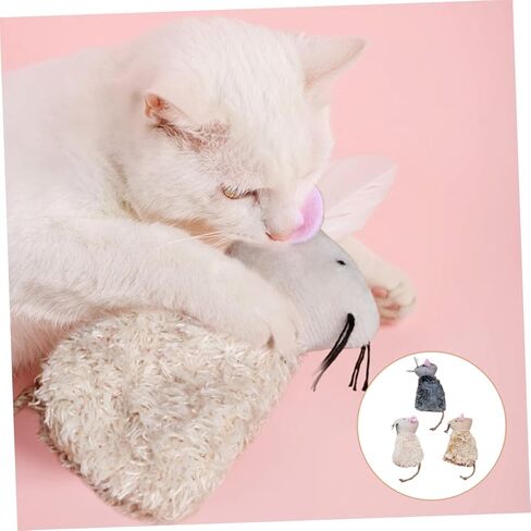 DOITOOL 3Pcs Plush Cat Toys Simulated Roo Interactive Kitten Toys for Indoor Cats Exercise and Play in Kuwait