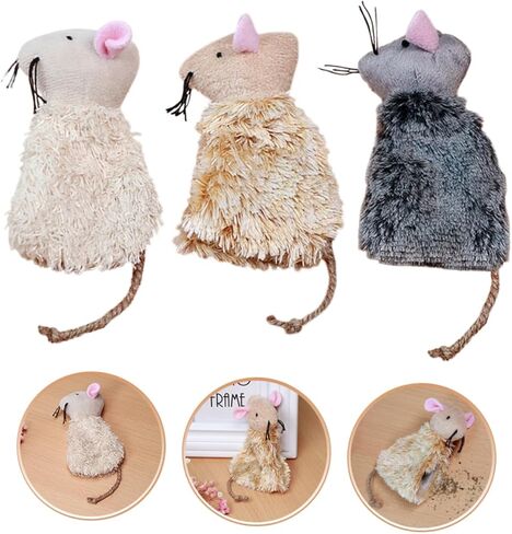 DOITOOL 3Pcs Plush Cat Toys Simulated Roo Interactive Kitten Toys for Indoor Cats Exercise and Play in Kuwait