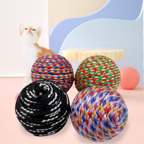 ISMARTEN 6 Pack Cat Toys Balls, 1.77" Yarn Pet Interactive Ball with Bell Inside, Kittens Chew Toys for Indoor Cats Kitty (Medium, Nylon) in Kuwait