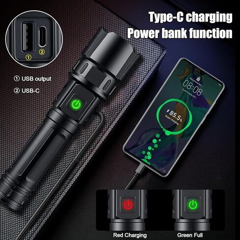 VASTFIRE USB-C مصباح يدوي أخضر قابل لإعادة الشحن زوومابلي 1 أو 5 أوضاع 1000 ياردة مفتاح ضغط نطاق السكك الحديدية جبل الخنازير الحيوانات المفترسة للصيد الليلي in Saudi Arabia