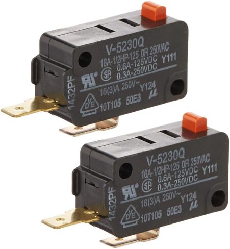(2 حزمة) مفتاح ميكرو لباب الميكروويف V-5230Q (مفتوح عادة) مناسب لـ GE/Samsung/Sharp/Frigidaire 5304509460، 5304464099، QSWMA168WRZZ، WB24X829، WB02X21313، WB24X10047، WB24X10029 in Kuwait