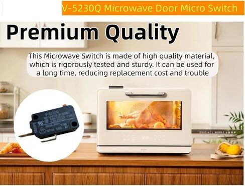 (2 حزمة) مفتاح ميكرو لباب الميكروويف V-5230Q (مفتوح عادة) مناسب لـ GE/Samsung/Sharp/Frigidaire 5304509460، 5304464099، QSWMA168WRZZ، WB24X829، WB02X21313، WB24X10047، WB24X10029 in Kuwait