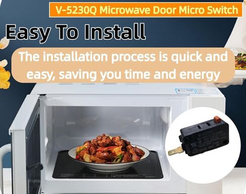(2 حزمة) مفتاح ميكرو لباب الميكروويف V-5230Q (مفتوح عادة) مناسب لـ GE/Samsung/Sharp/Frigidaire 5304509460، 5304464099، QSWMA168WRZZ، WB24X829، WB02X21313، WB24X10047، WB24X10029 in Kuwait