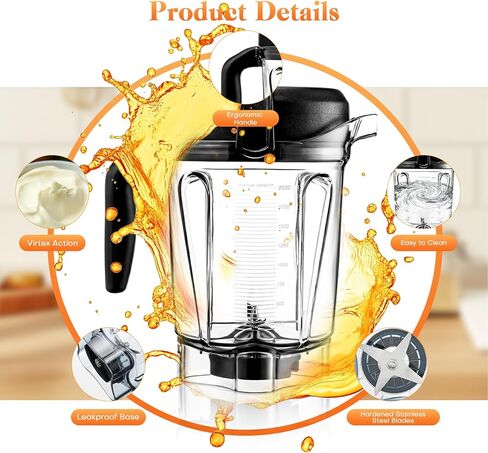 Blender Pitcher 64oz Low-Profile, Compatible with 5000, 5200, 6300, 750, 7500, VM0102, VM0103, VM0197, E310, Professional/Commercial/Classic Series etc in Kuwait