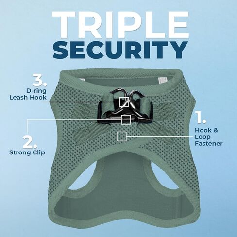 Best Pet Supplies Voyager Step-in Air Harness - All Weather Mesh, Reflective, No Pull Harness for Dogs, Cats - Secure with Hook & Loop Fastener, Buckle, Double D-Rings - Moss Green, M in Kuwait