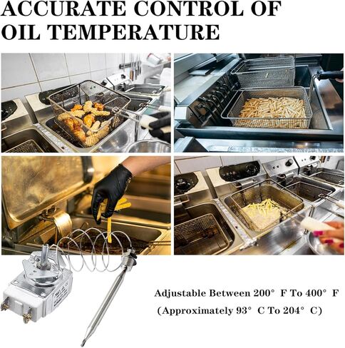 1175 ترموستات RX-1-36، 60125401 ترموستات المقلاة العميقة مع مفتاح المقبض، 1/4 بوصة Mpt Stuff Box متوافق مع Pitco 60124501، Royal Range 3113، 5300-401 ترموستات المقلاة العميقة 200-400F in Kuwait