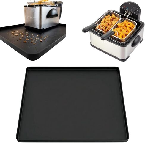 Silicone Deep Fryer Mat, 20x16" Silicone Pad for Countertop Protection, Oil Spill Tray for Fryer with Basket, Heat Resistant Mat for Under Fryer Pot in Kuwait