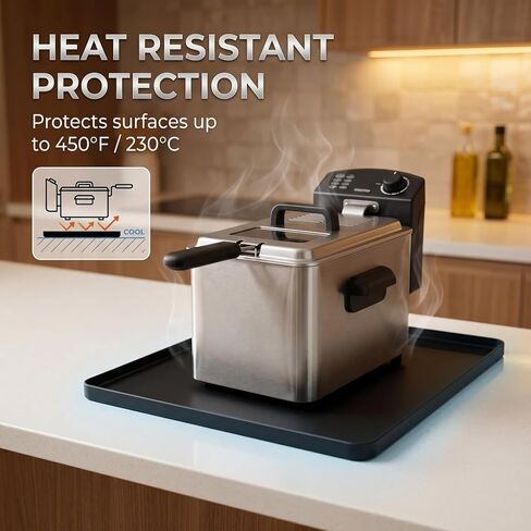 Silicone Deep Fryer Mat, 20x16" Silicone Pad for Countertop Protection, Oil Spill Tray for Fryer with Basket, Heat Resistant Mat for Under Fryer Pot in Kuwait