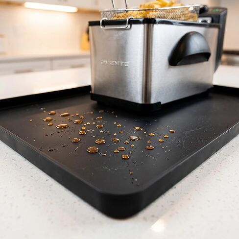 Silicone Deep Fryer Mat, 20x16" Silicone Pad for Countertop Protection, Oil Spill Tray for Fryer with Basket, Heat Resistant Mat for Under Fryer Pot in Kuwait
