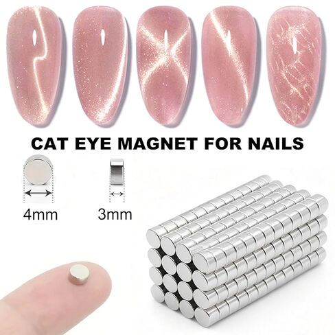 100pcs 4×3mm Round Mini Magnets for Acrylic Nail Clippers, Multi-Use Neodymium Magnet for Measuring Artificial Nail Length, Cat Eye Nail Art, Fridge Magnets, Crafts, Office Supplies in Saudi Arabia