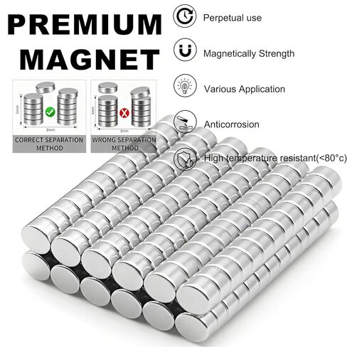 100pcs 4×3mm Round Mini Magnets for Acrylic Nail Clippers, Multi-Use Neodymium Magnet for Measuring Artificial Nail Length, Cat Eye Nail Art, Fridge Magnets, Crafts, Office Supplies in Saudi Arabia