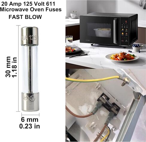 Microwave Fuse - 20 Amp 150V Fast-Blow Ceramic Fuse Replacement Compatible with Samsung, LG, GE, Whirlpool Microwaves and More in Kuwait