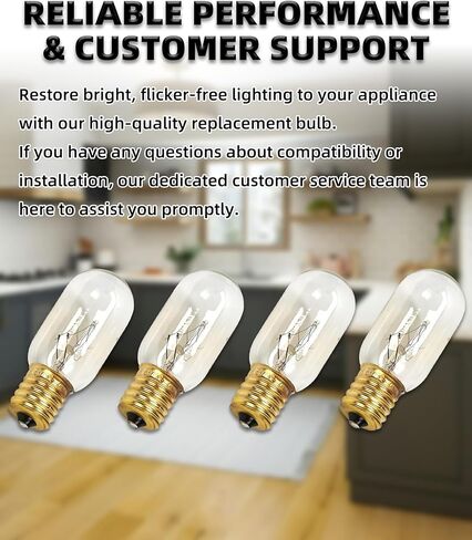 4Pcs WPA3073101 Light Bulb 25W 125V – Compatible with Whirlpool Maytag KitchenAid Amana Refrigerator Freezer Microwave Oven – Replaces AP6014564 WP61003236 2326255 A3073101 PS11747806 and More in Kuwait