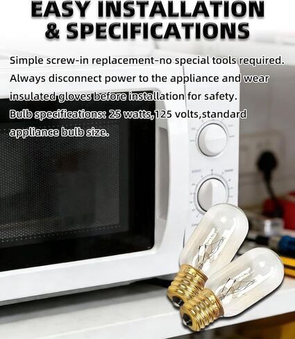 4Pcs WPA3073101 Light Bulb 25W 125V – Compatible with Whirlpool Maytag KitchenAid Amana Refrigerator Freezer Microwave Oven – Replaces AP6014564 WP61003236 2326255 A3073101 PS11747806 and More in Kuwait