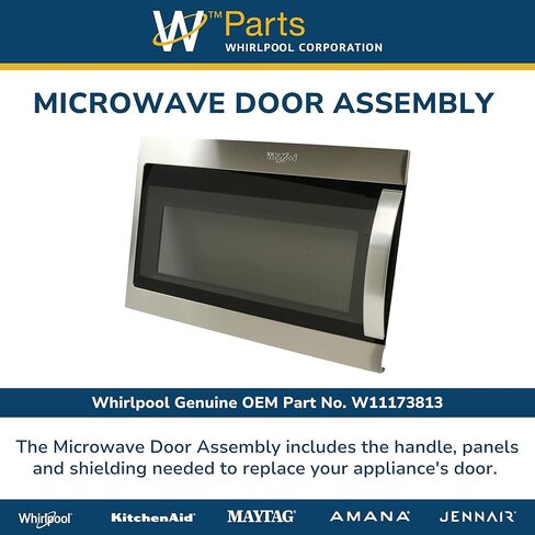 Whirlpool W11173813 Genuine OEM Microwave Door Assembly Replacement Part - Replaces in Kuwait