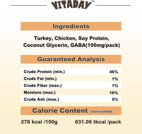 VITADAY Soft Dog Treats, Calming Chews for Dogs, Training Dog Treats for Medium Dogs, Turkey Recipe with GABA, Stick, 8 oz in Kuwait