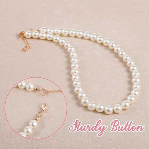 Thinp Chunky Pearl Dog Collar, Adjustable Dog Pearl Necklace Elegant Beaded Dogs Collar with White Pearls-Dog Jewelry Suit for Small Medium Large Dogs 17"-19" Inner Circumference in Kuwait