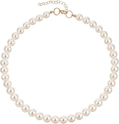 Thinp Chunky Pearl Dog Collar, Adjustable Dog Pearl Necklace Elegant Beaded Dogs Collar with White Pearls-Dog Jewelry Suit for Small Medium Large Dogs 17"-19" Inner Circumference in Kuwait