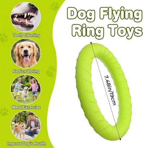 4 Pack 7.5 Inch Durable Dog Ring Toy Teething Rings Aggressive Chewer Floating Fetch Flying Disc for Large Medium Puppy Training Teeth Cleaning Outdoor Play in Kuwait
