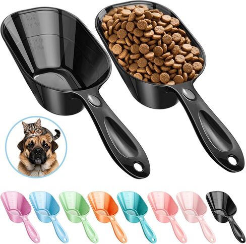 Food Scoop With Measuring Lines 2 Pack Black For Dog, Cat, Puppy, Coffee Bean, Flour Scoop, Ice in Kuwait