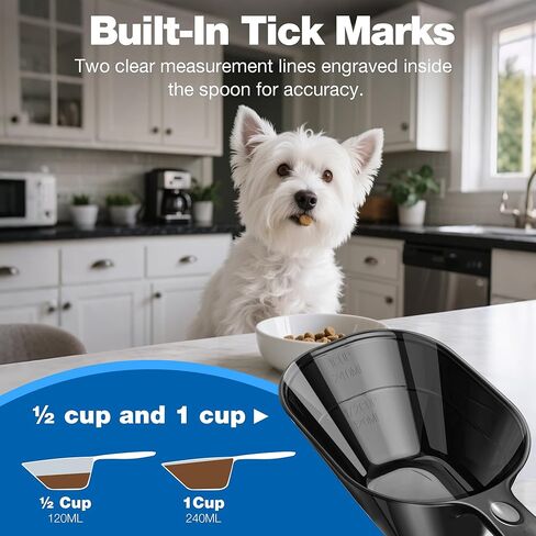 Food Scoop With Measuring Lines 2 Pack Black For Dog, Cat, Puppy, Coffee Bean, Flour Scoop, Ice in Kuwait