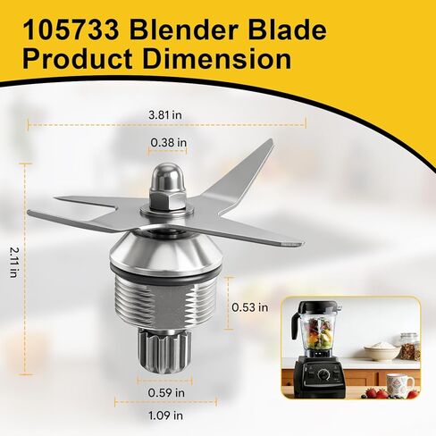 Blender Blade Replacement for 64 Oz Low Profile Container Blade Compatible with Vitamix VM0185A VM0185B V1200 A2300 A2500 A3300 A3500 Explorian E310 E320 Blenders Replace#: 105733 105733-1 in Kuwait