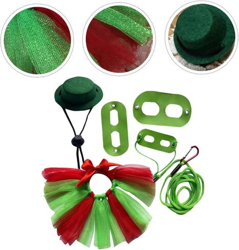 POPETPOP الحرباء السحلية تسخير المقود مجموعة 3PCS قابل للتعديل الملونة عيد الميلاد تنورة الجر حبل الزواحف المشي والعتاد للسحالي الصغيرة وأبو بريص in Kuwait