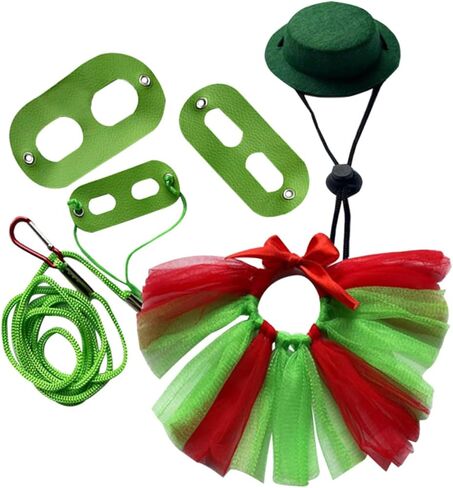 Milisten Chameleon Christmas Harness Set 3pcs Adjustable Decorative Lizard Leash with Colorful Tulle Skirt for Reptile Pets in Kuwait