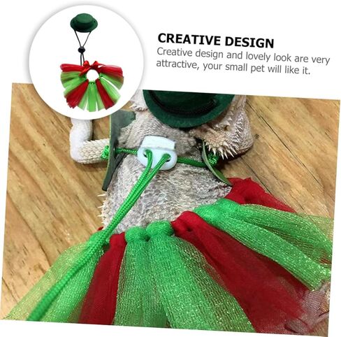 Milisten Chameleon Christmas Harness Set 3pcs Adjustable Decorative Lizard Leash with Colorful Tulle Skirt for Reptile Pets in Kuwait