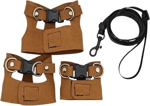 Reptile Walking Leash with Adjustable Harness, 3 Pcs Set, Imitation Leather, 6.5 Ft Leash, for Small Pets in Kuwait