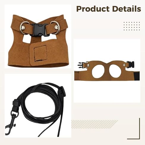 Reptile Walking Leash with Adjustable Harness, 3 Pcs Set, Imitation Leather, 6.5 Ft Leash, for Small Pets in Kuwait