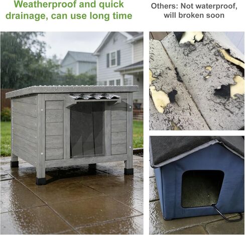 Outdoor Cat House, Waterproof Cat Houses for Outdoor Indoot Cats, Weatherproof Shelter for Feral Cats, Insulated Cage can Resist Cold Hot Weather for Small to Medium Pets, Grey in Kuwait