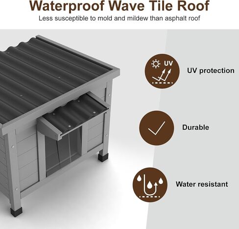 Outdoor Cat House, Waterproof Cat Houses for Outdoor Indoot Cats, Weatherproof Shelter for Feral Cats, Insulated Cage can Resist Cold Hot Weather for Small to Medium Pets, Grey in Kuwait