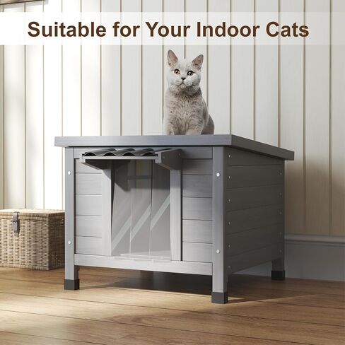 Outdoor Cat House, Waterproof Cat Houses for Outdoor Indoot Cats, Weatherproof Shelter for Feral Cats, Insulated Cage can Resist Cold Hot Weather for Small to Medium Pets, Grey in Kuwait