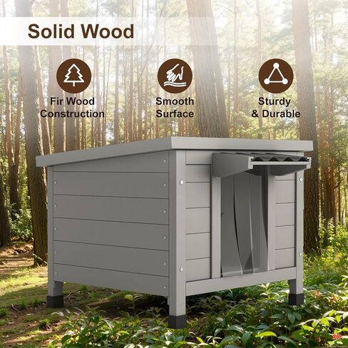 Outdoor Cat House, Waterproof Cat Houses for Outdoor Indoot Cats, Weatherproof Shelter for Feral Cats, Insulated Cage can Resist Cold Hot Weather for Small to Medium Pets, Grey in Kuwait